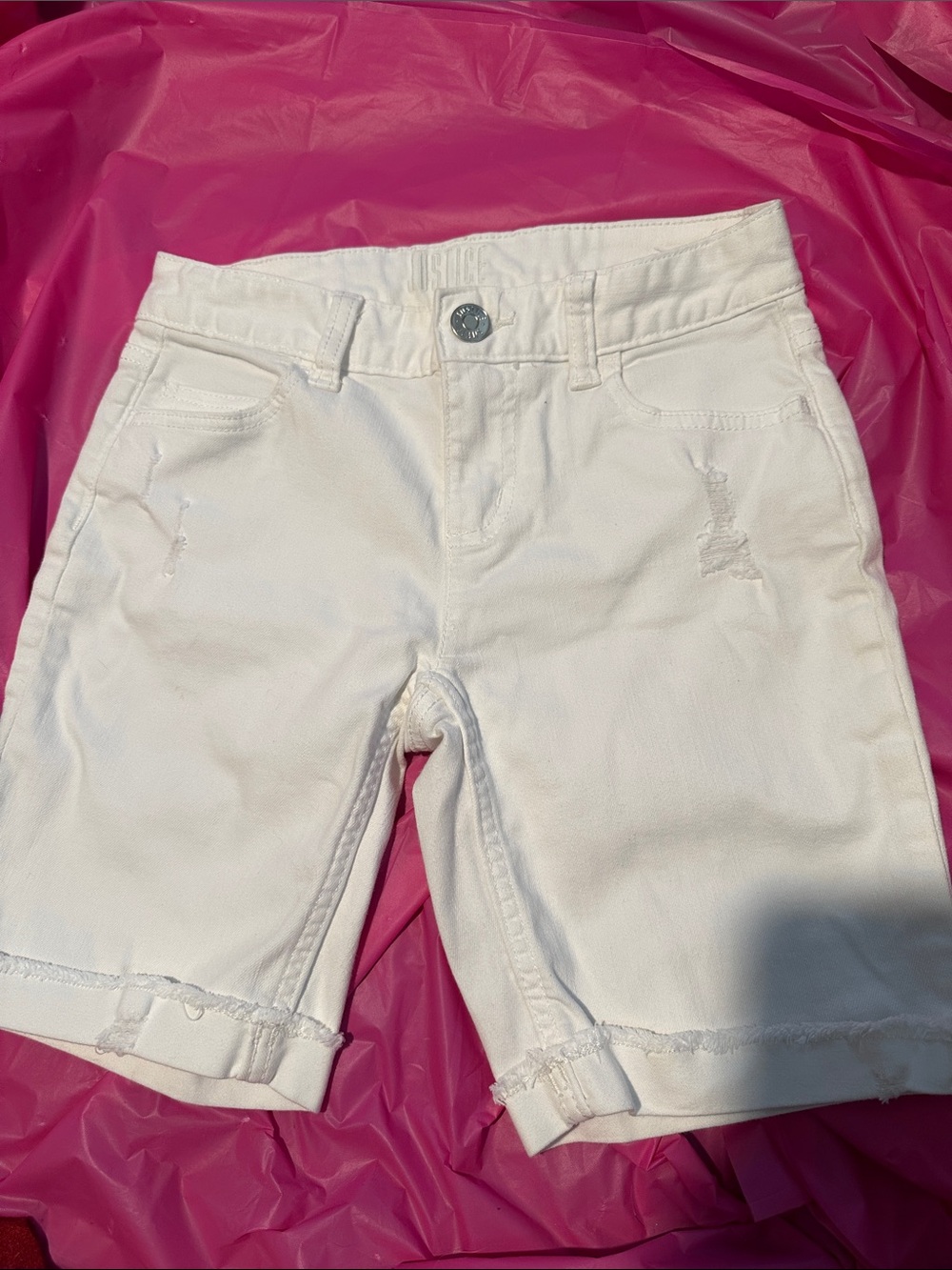 Justice White Girls' Denim Bermuda Shorts